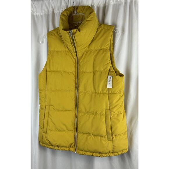 Old Navy Canvas Puffer Vest, Yellow M cold weather gorpcore 64-03 NWT - Picture 15 of 16